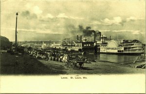 Steamboats at Levee Mississippi River St Louis Missouri Postcard