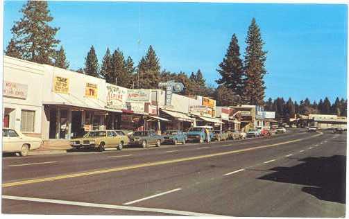 Street Scene in Paradise, California, CA, Chrome