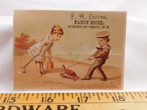 P.W Crooks Fancy Goods Girl Boy Walking Pet Turtle Beach Shovel Pail Sailor F25