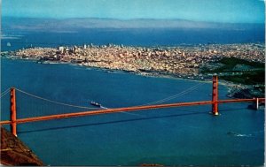 Aerial View Golden Gate Bridge San Francisco California Pacific Ocean Postcard 