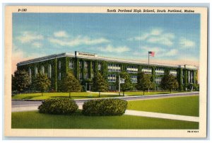 c1940's South Portland High School South Portland Maine ME Vintage Postcard