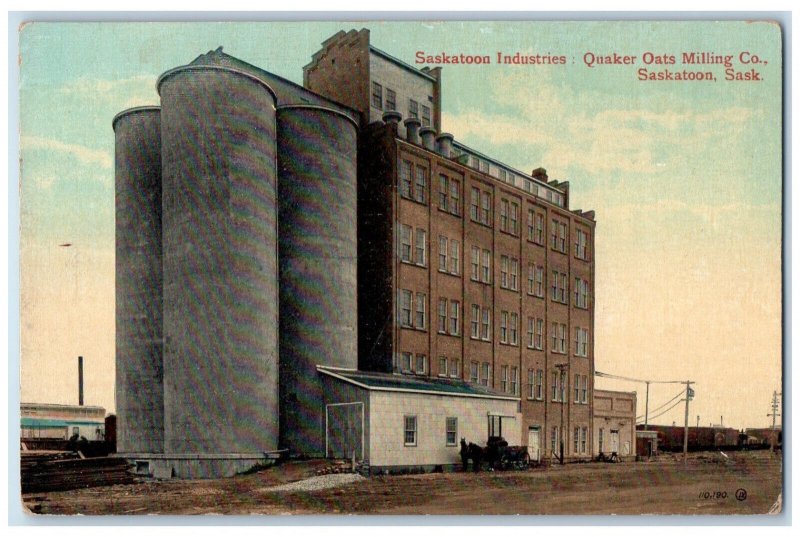 Saskatchewan Canada Postcard Saskatoon Industries Quaker Oats Milling Co c1910