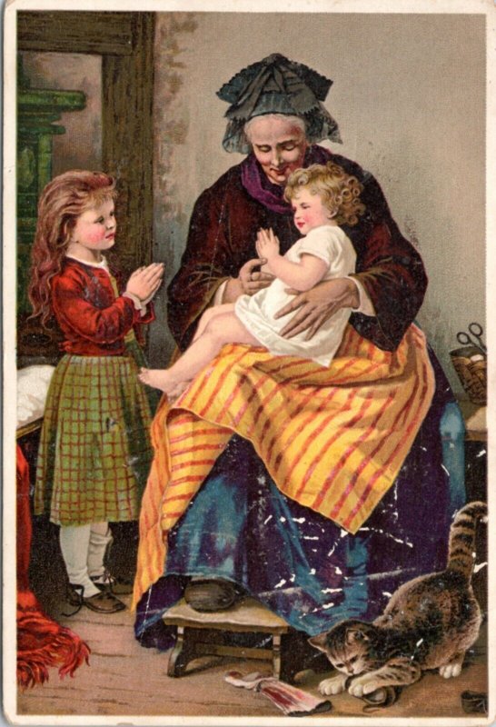 Trade Card -Dr. Jayne's Tonic - The Morning Prayer - Mother and children praying