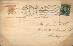 Steamship SS Deautchland Embossed Airbrushed 1907 Used Postcard