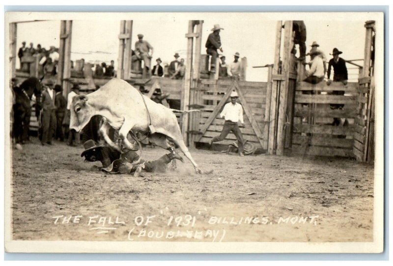 1936 The Fall Of 1931 Billings Montana MT Doubleday RPPC Photo Vintage Postcard