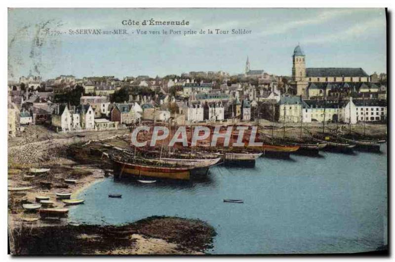 Old Postcard St Servan Sur Mer View Towards Port Jack De La Tour Solidor Boat