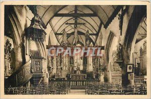 Old Postcard Brittany Finistere Lampaul Interior of the Church