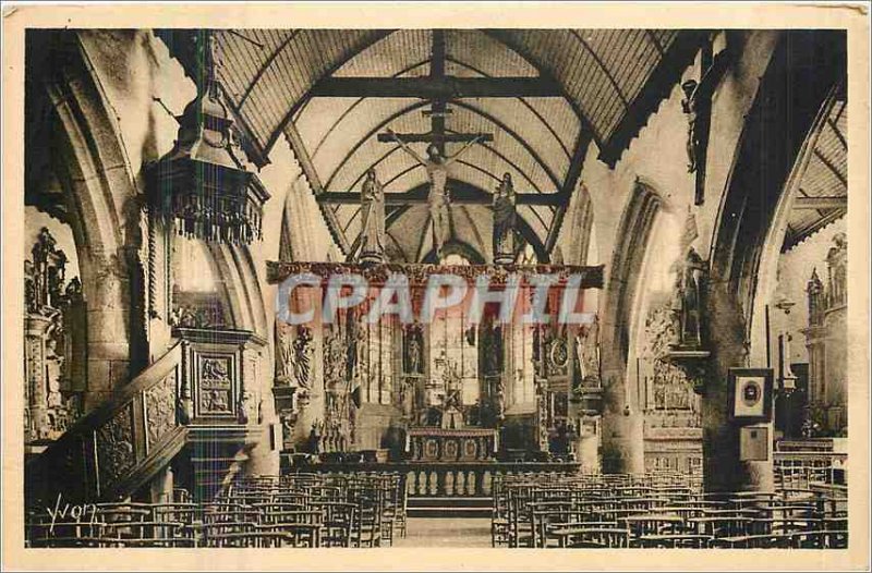 Old Postcard Brittany Finistere Lampaul Interior of the Church