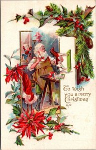 Christmas Santa Claus Making Toys 1910