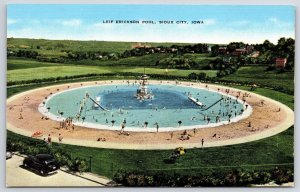 Leif Erickson Pool Sioux City Iowa IA Grounds And Roadway Landmarks Postcard