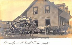 Bradford NH Railroad Depot Train Station Stage Coach Real Photo Postcard