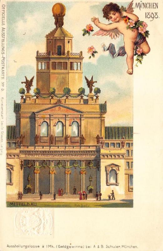Gruss Aus Official Ausstellungs #3 Munchen Embossed Pioneer Postcard