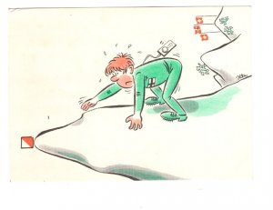 Runner Reaching for Orienteering Marker, Flag of Sweden,