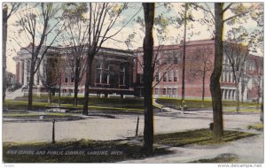 LANSING, Michigan, PU-1916; High School And Public Library