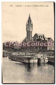 Old Postcard Calais Canal And I'Hotel Town