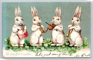 1907  A Joyful Easter  Bunny's Playing Instruments   Postcard