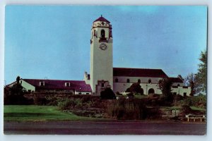 c1950 Union Pacific Passenger Depot & Platt's Garden Tower Boise Idaho Postcard