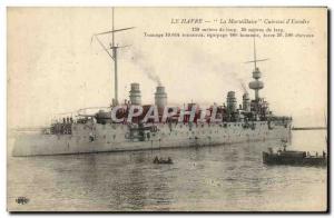 Old Postcard Boat Le Havre La Marseillaise Breastplate d & # 39escadre