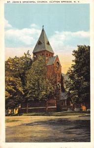 Clifton Springs New York St Johns Episcopal Church Antique Postcard K59723