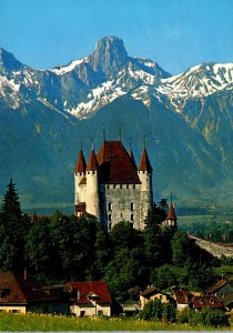 Switzerland Thunersee Thoun Schloss mit Stockhorn
