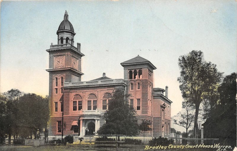 G95/ Warren Arkansas Postcard c1910 Bradley County Court House