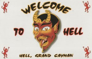 Welcome To Hell Lucifer Devil USA Grand Cayman Comic Postcard