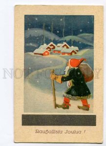 3019269 Green-Red-Robed SANTA CLAUS near Village. Old