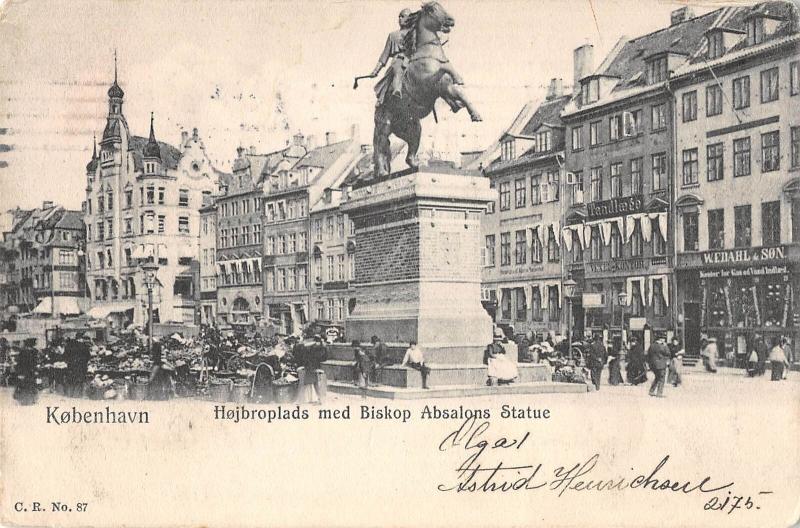 us141 hojbroplads med biskop absalons statue kobenhavn denmark copenhagen 1907