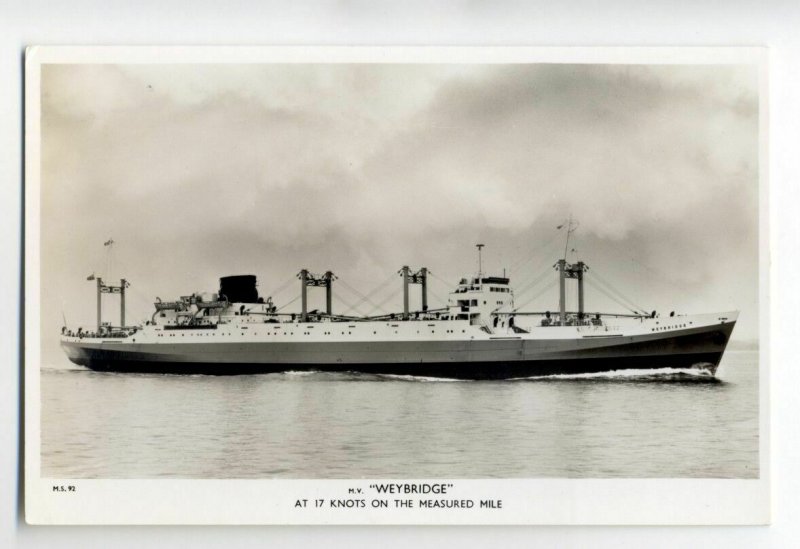 cb0812 - Watts Watts Line Cargo Ship - Weybridge , built 1958 - postcard