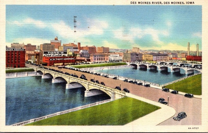 Iowa Des Moines Bridges Over Des Moines River 1949 Curteich