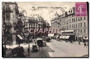 Old Postcard Grenoble Place Grenette Train Tram