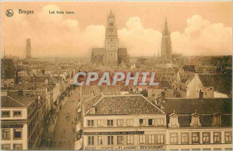 Old Postcard Bruges The three towers