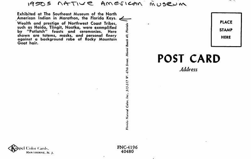 Florida Keys 1950s Native American Museum Interior Postcard 21-14520