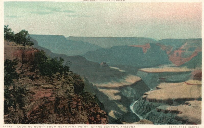 Vintage Postcard 1920's Looking North from Near Pima Point Grand Canyon ...