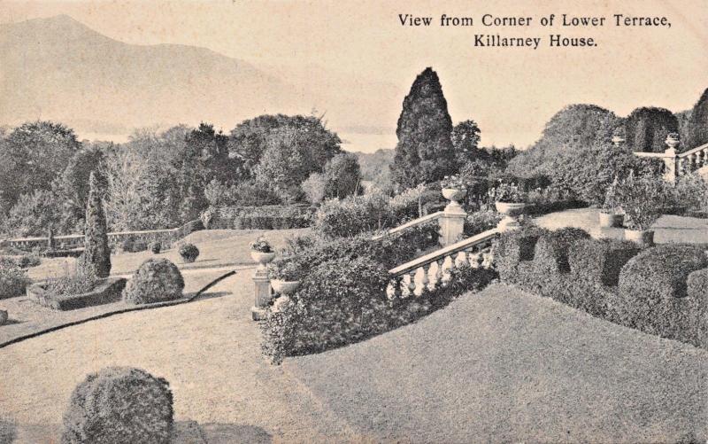 KILLARNEY HOUSE CTY KERRY IRELAND~ITALIAN GARDEN + LOWER TERRACE VIEW-2 POSTCARD