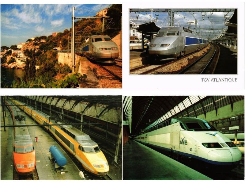 TGV TRAIN TRANSPORT RAILWAY CHEMIN DE FER  FRANCE 90 CPM