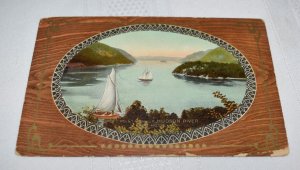 West Point View Up Hudson River Postcard E. L. Theochrom Hudson River Series