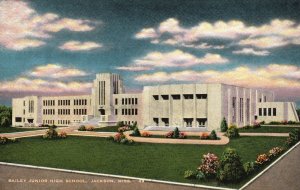 Vintage Postcard 1930's Bailey Junior High School Magnet High School Jackson MS