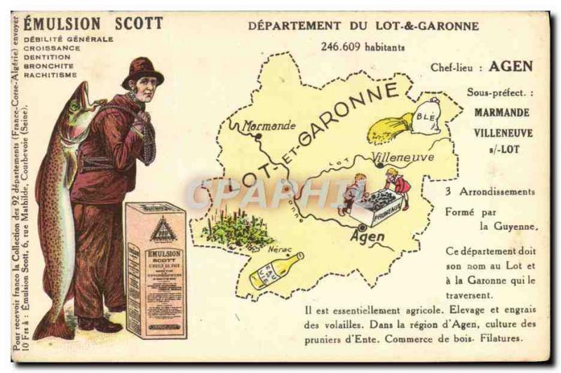 Postcard Old Emulsion Scott Poisson Department Lot & Garonne Agen Marmande Vi...