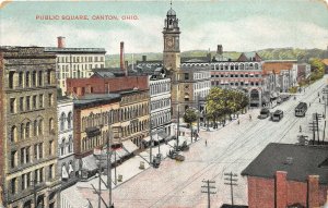 Canton Ohio c1910 Postcard Public Square Streetcars