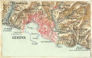 italy, GENOA GENOVA, Map Postcard (1899)