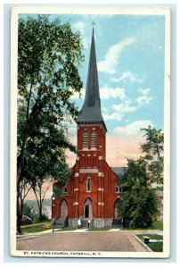 c1920's View Of St. Patricks Church Catskill New York NY Vintage Postcard 