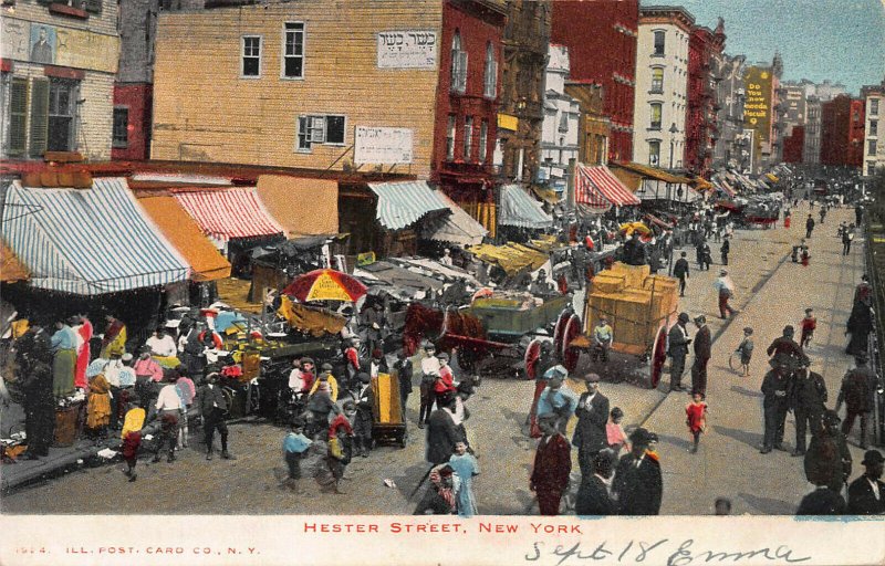 Hester Street, Manhattan, New York City, Early Postcard, Undivided Back, Unused