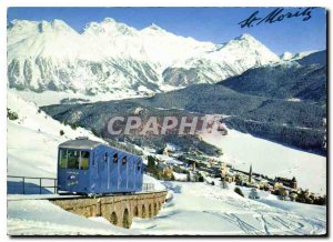 Modern Postcard St Moritz Corviglia mit Bahn