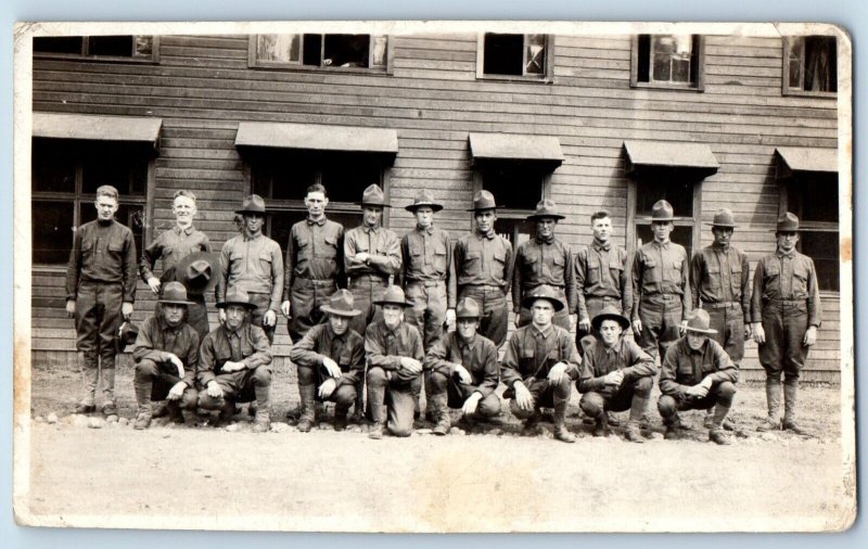 RPPC Photo Postcard US Army Soldiers Camp c1910's Unposted Antique