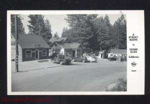 RPPC CEDAR GLEN CALIFORNIA VOLKSWAGEN OLD CARS GAS STATION REAL PHOTO POSTCARD