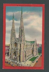 1948 Post Card New York City NY 5th Ave & 50th St St Patricks Cathedral
