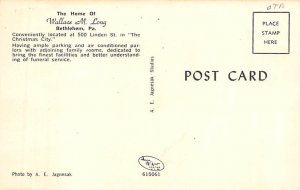Wallace M. Long Funeral Home Bethlehem, PA USA Funeral Home Postcard