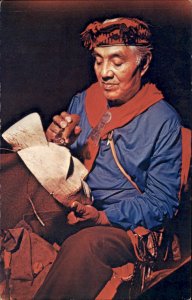 Cherokee North Carolina Craftsman Carving Buckeye Mask Vintage Postcard
