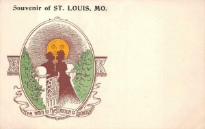 ST. LOUIS MISSOURI MAN IN THE MOON ROMANCE POSTCARD (c. 1905)